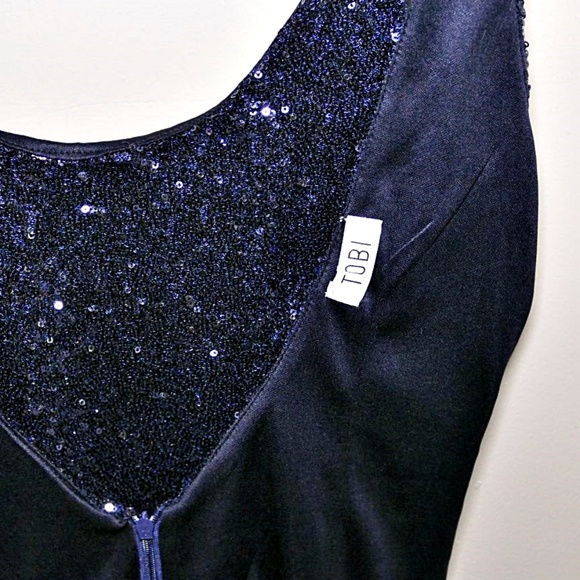 Tobi Blue Sequin Bodycon Mini Dress sz M - Picture 7 of 12